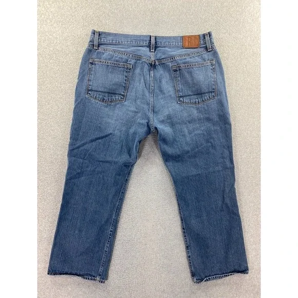 RALPH LAUREN Jeans Men's 38x30 (Fits 36x27) Light Wash Leather Patch Vintage - Picture 8 of 10